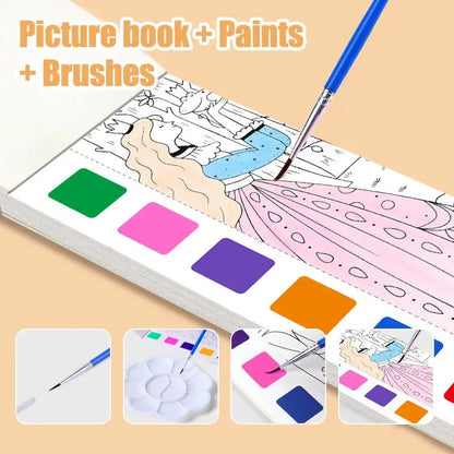 Portable Watercolor Painting Book Set – 12 Pages with Brush
